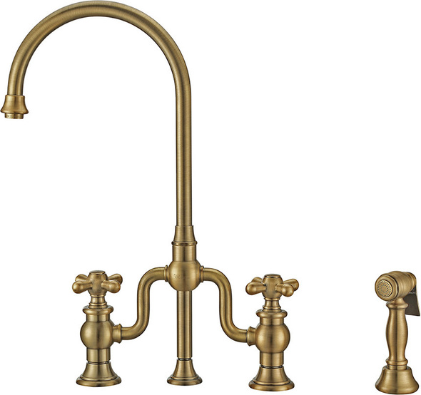 gold tap with stainless steel sink Whitehaus Faucet  Antique Brass