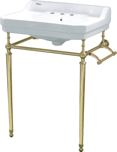towel rack with towels Whitehaus Sink Console White/Polished Brass