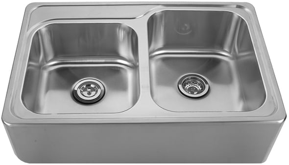 40 sink Whitehaus Sink Double Bowl Sinks Brushed Stainless Steel