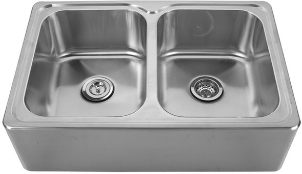 sink for kitchen double Whitehaus Sink Double Bowl Sinks Brushed Stainless Steel