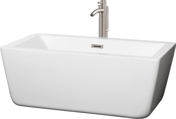 60 inch left drain bathtub Wyndham Freestanding Bathtub White