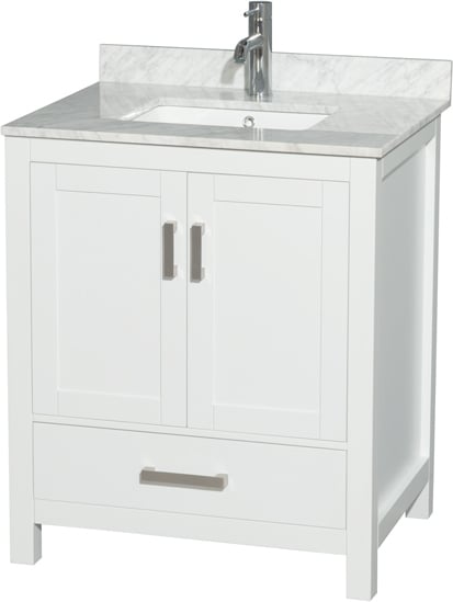 one piece sink and countertop Wyndham Vanity Set White Modern