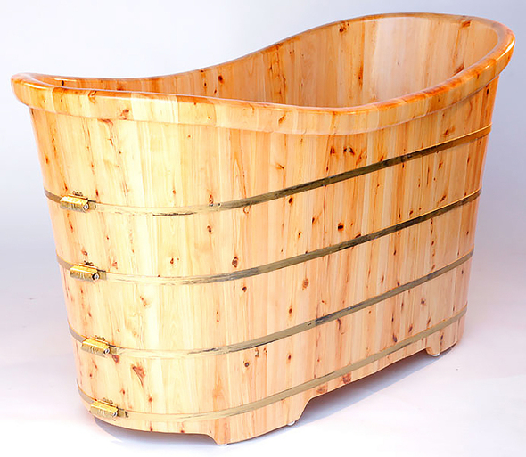 bathtub decor ideas Alfi Tub Natural Wood Transitional