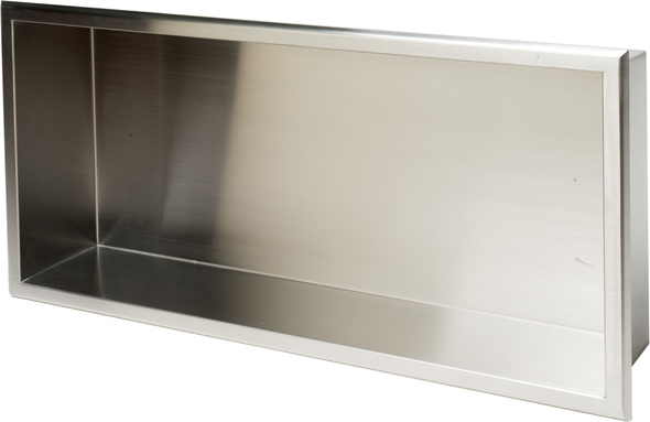 bathroom decor ideas for shelves Alfi Shower Niche Brushed Stainless Steel Modern
