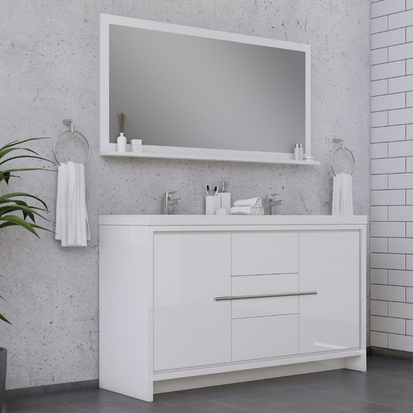 modern walnut bathroom vanity Alya Vanity with Top White