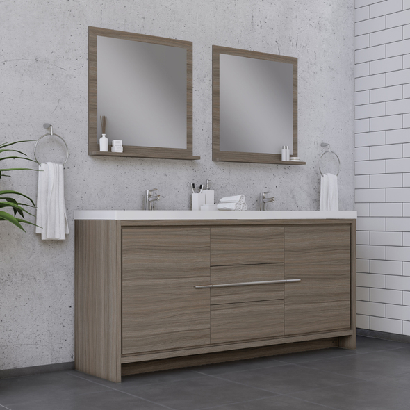 single bathroom cabinets Alya Vanity with Top Gray