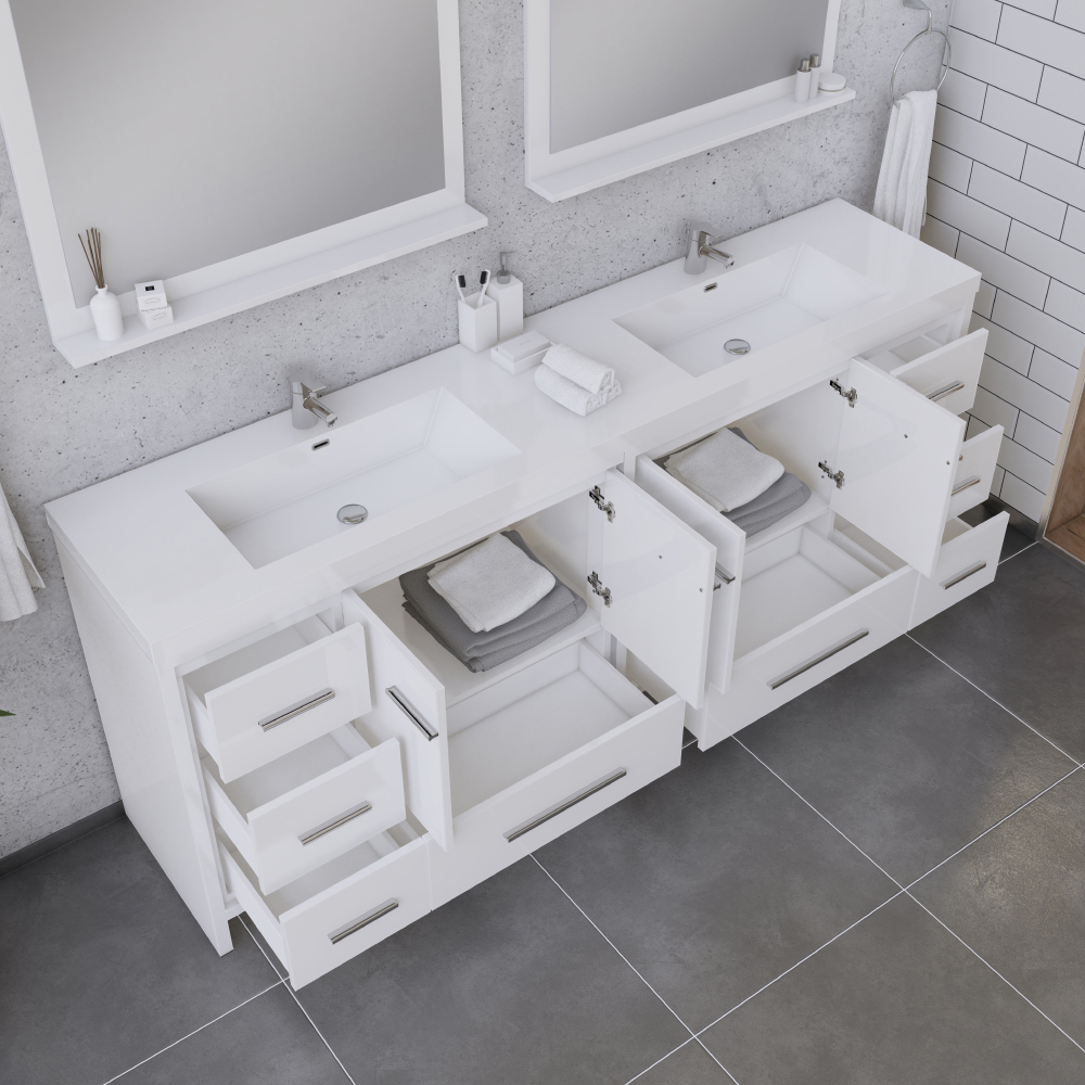 corner bathroom vanity unit Alya Vanity with Top White