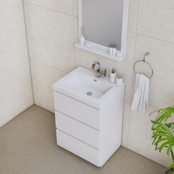 floating vanity cabinet only Alya Vanity with Top White