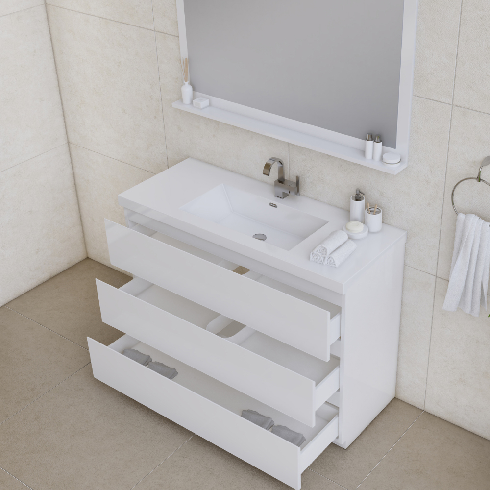 double bathroom sink Alya Vanity with Top White