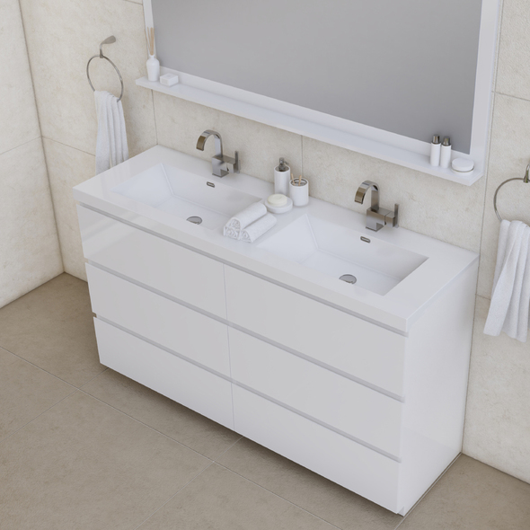 full bathroom vanity set Alya Vanity with Top White