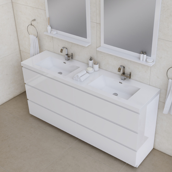 custom made vanity cabinets Alya Vanity with Top White
