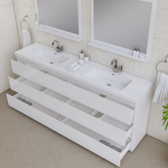 72 bathroom vanity double sink Alya Vanity with Top White