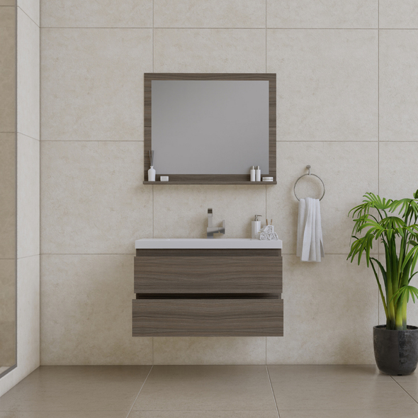 modern walnut bathroom vanity Alya Vanity with Top Gray