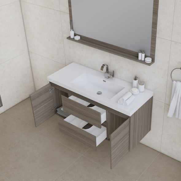 white bathroom counter Alya Vanity with Top Gray