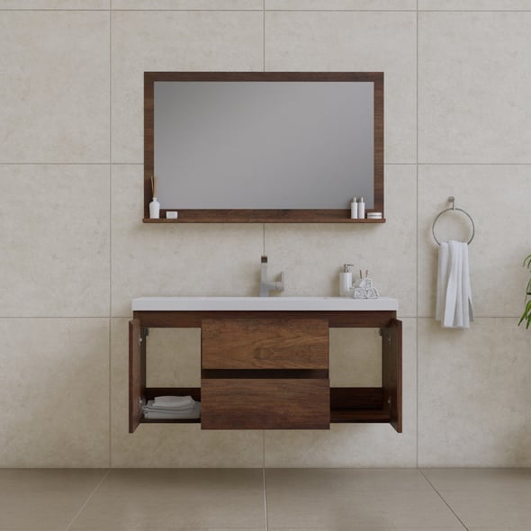 small bathroom basin with cabinet Alya Vanity with Top Rosewood