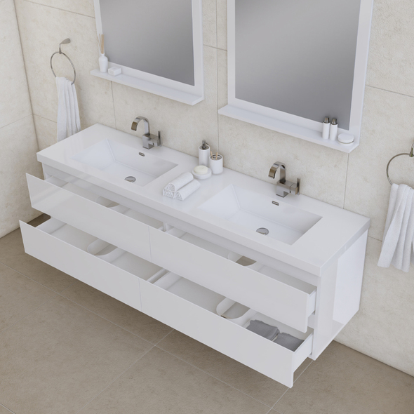 farmhouse bathroom cabinet Alya Vanity with Top White