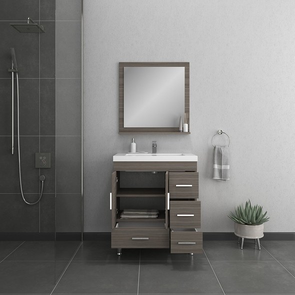 all in one bathroom vanity Alya Vanity with Top Gray Modern