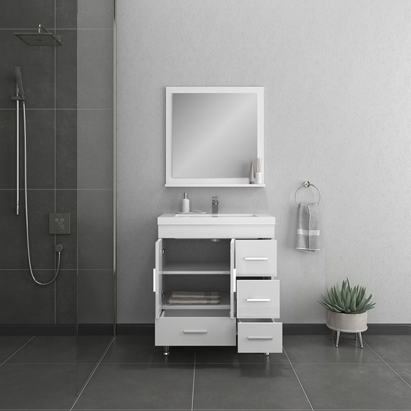 two sink vanity bathroom Alya Vanity with Top White Modern