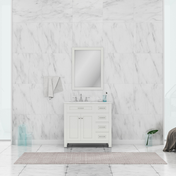 30 inch bathroom vanity base Alya Vanity with Top White