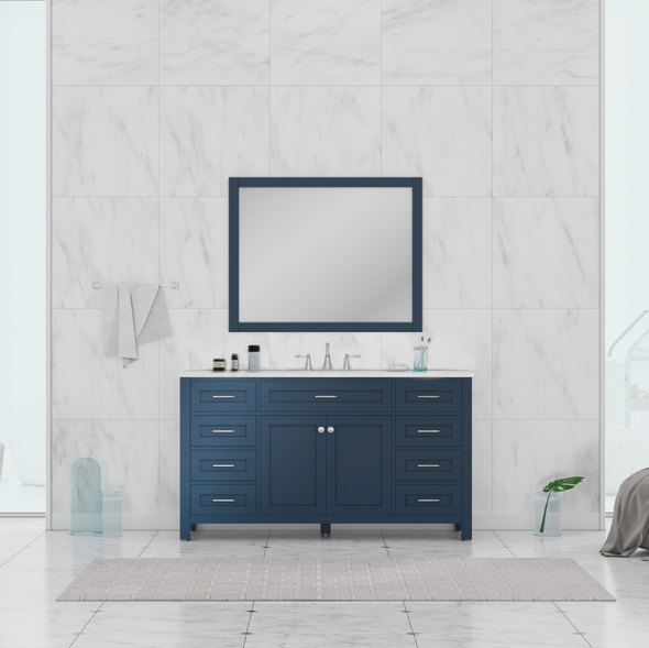 white small bathroom cabinet Alya Vanity with Top Blue