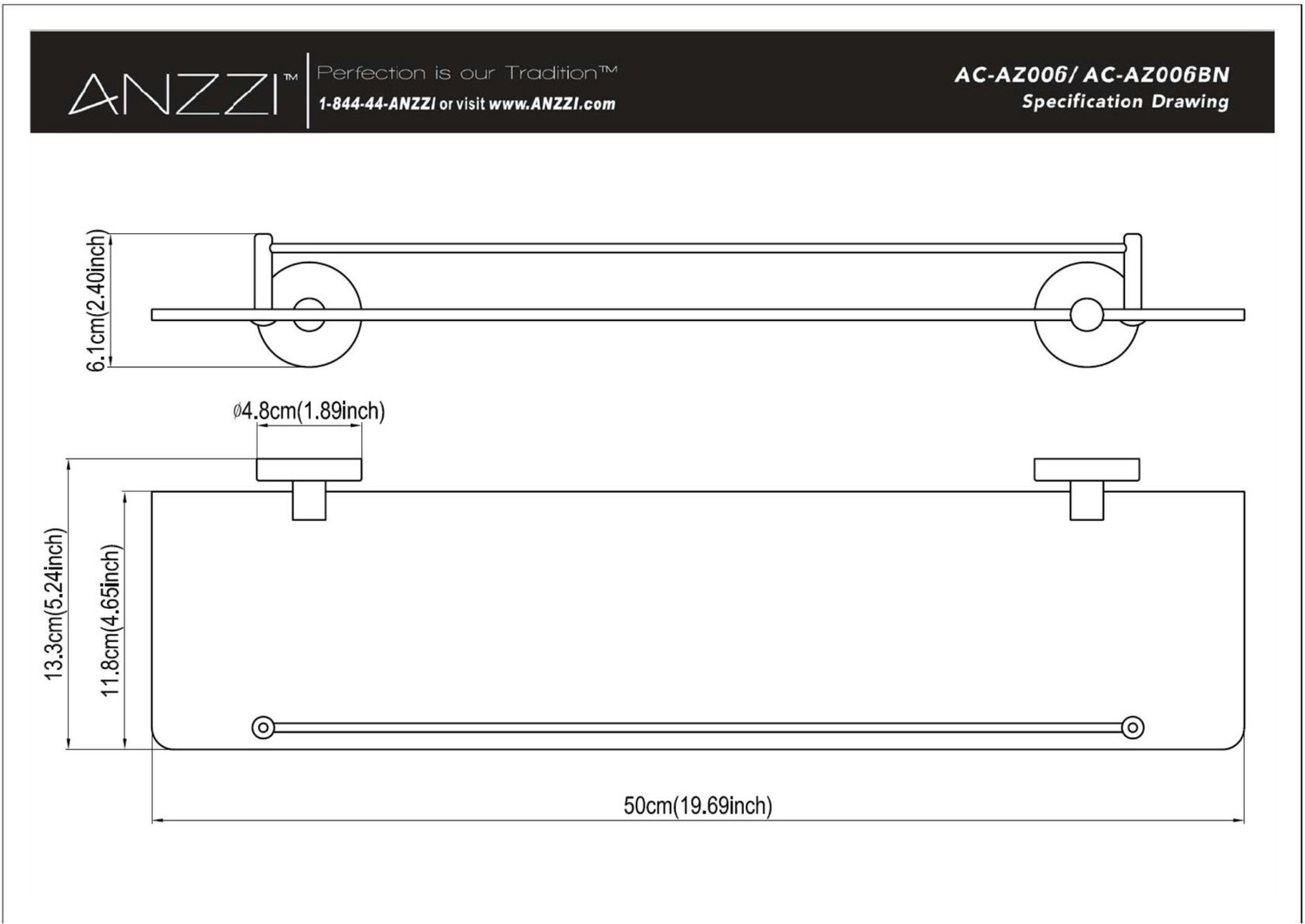  Anzzi BATHROOM - Bath Accessories - Shelves Bathroom Shelves Nickel