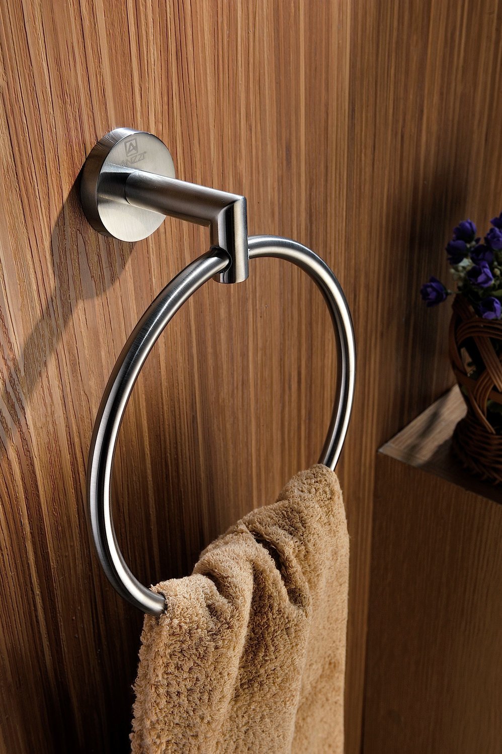 stainless steel bathroom towel holder Anzzi BATHROOM - Bath Accessories - Towel Rings Nickel