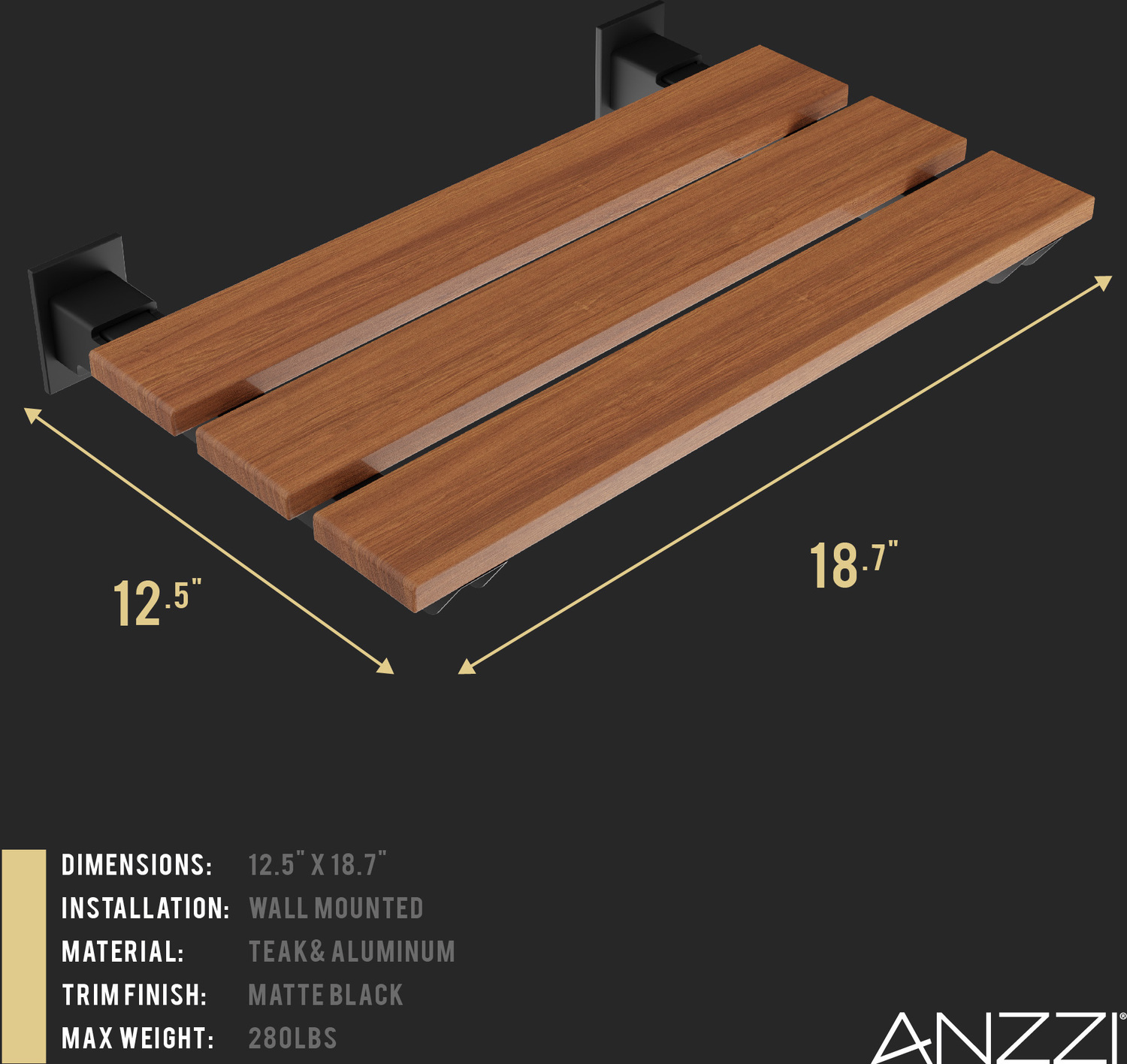 bathroom bench stool Anzzi BATHROOM - Bath Accessories - Shower Seats Teak