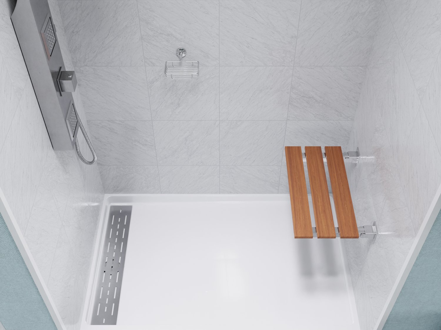 folding shower Anzzi BATHROOM - Bath Accessories - Shower Seats Teak