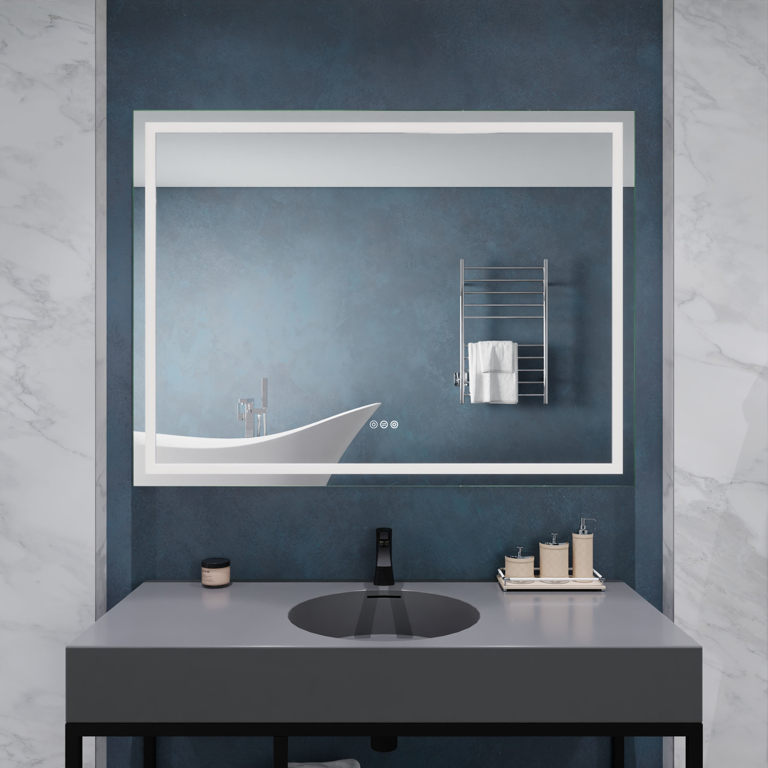 metal frame mirror for bathroom Anzzi BATHROOM - Mirrors - LED Mirrors Silver