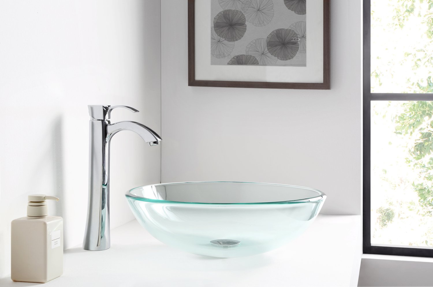 low depth bathroom vanity Anzzi BATHROOM - Sinks - Vessel - Tempered Glass Clear
