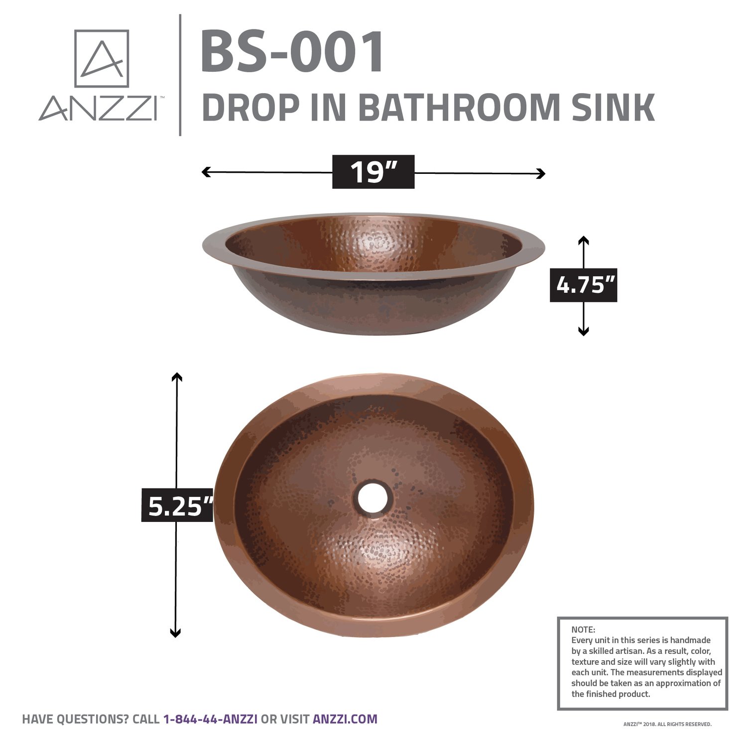 modern floating vanity bathroom Anzzi BATHROOM - Sinks - Drop-in - Copper Copper