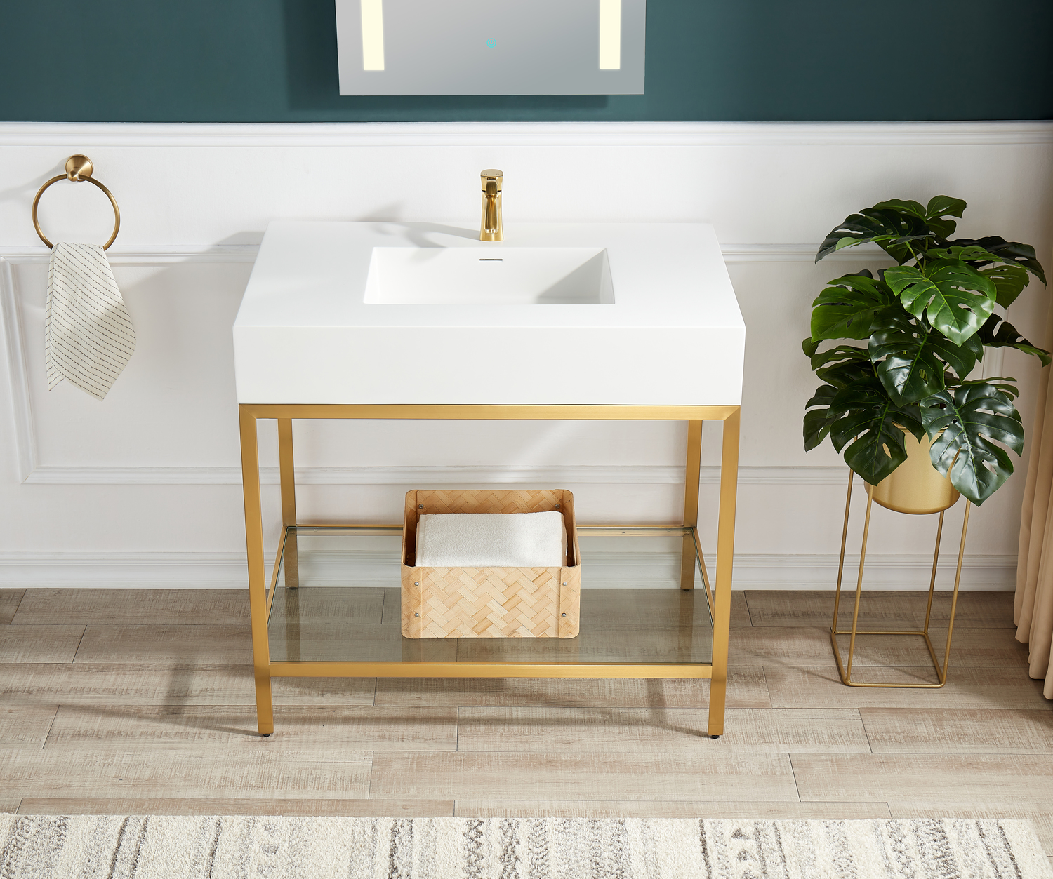 bathroom vanity set Anzzi BATHROOM - Console Sinks - Sink & Frame Brushed Gold