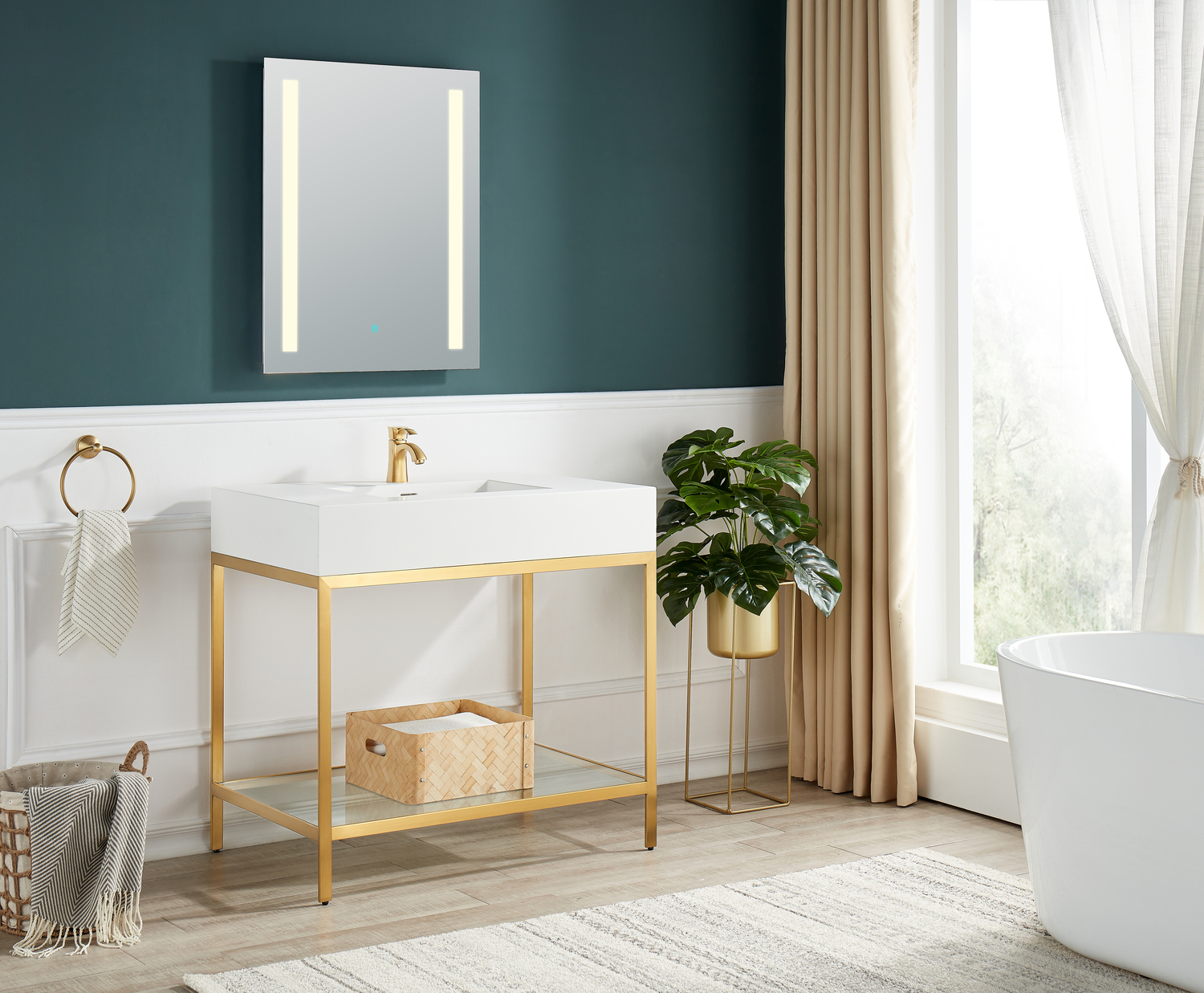 bathroom vanity set Anzzi BATHROOM - Console Sinks - Sink & Frame Brushed Gold