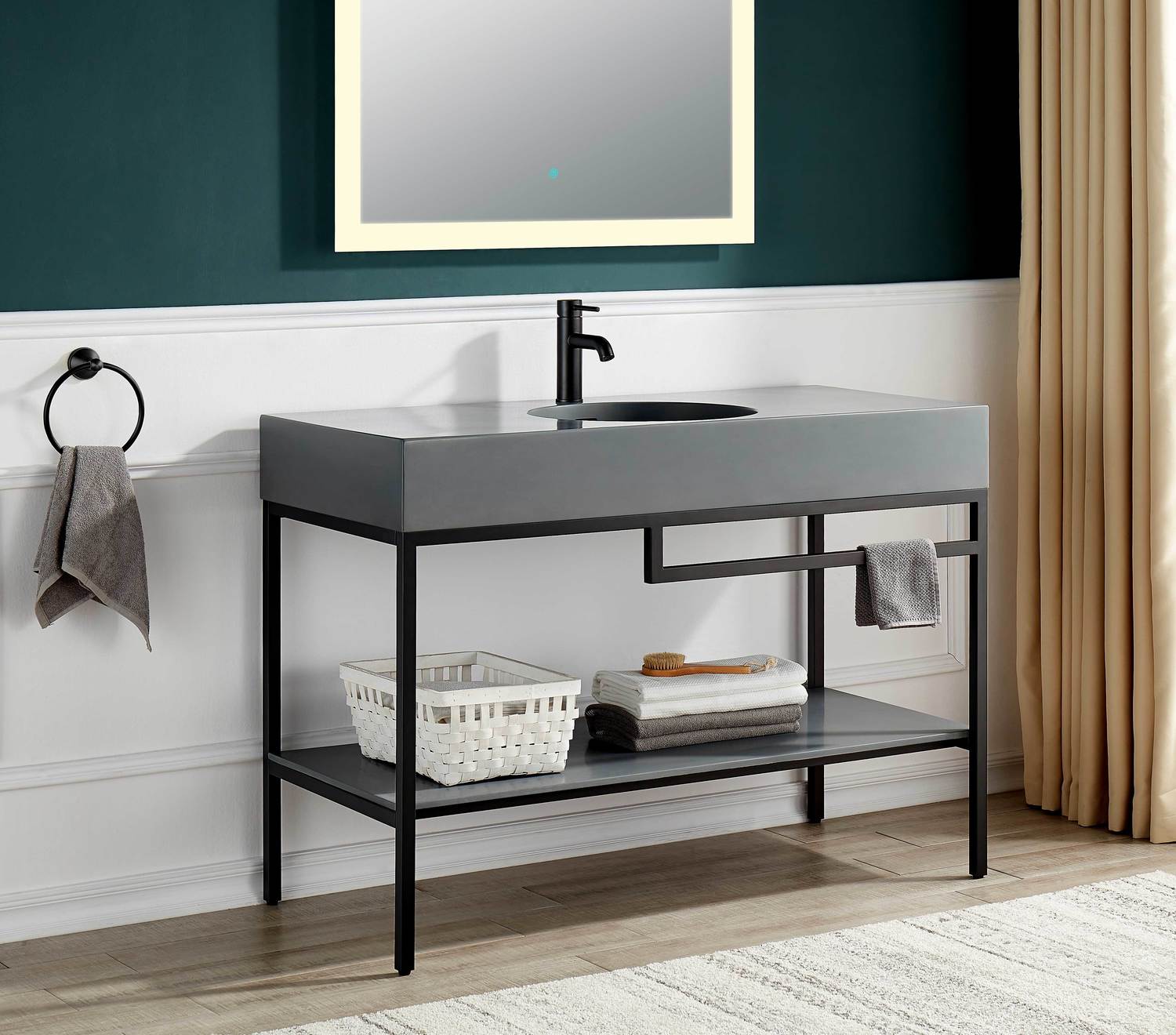 30 modern vanity Anzzi BATHROOM - Console Sinks - Sink & Frame Matte Black