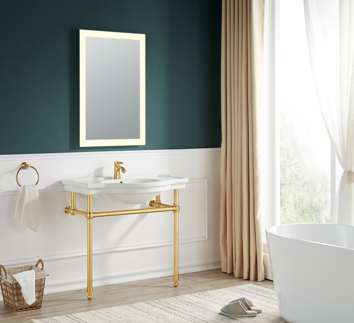bathroom vanity cabinet only Anzzi BATHROOM - Console Sinks - Sink & Frame Brushed Gold