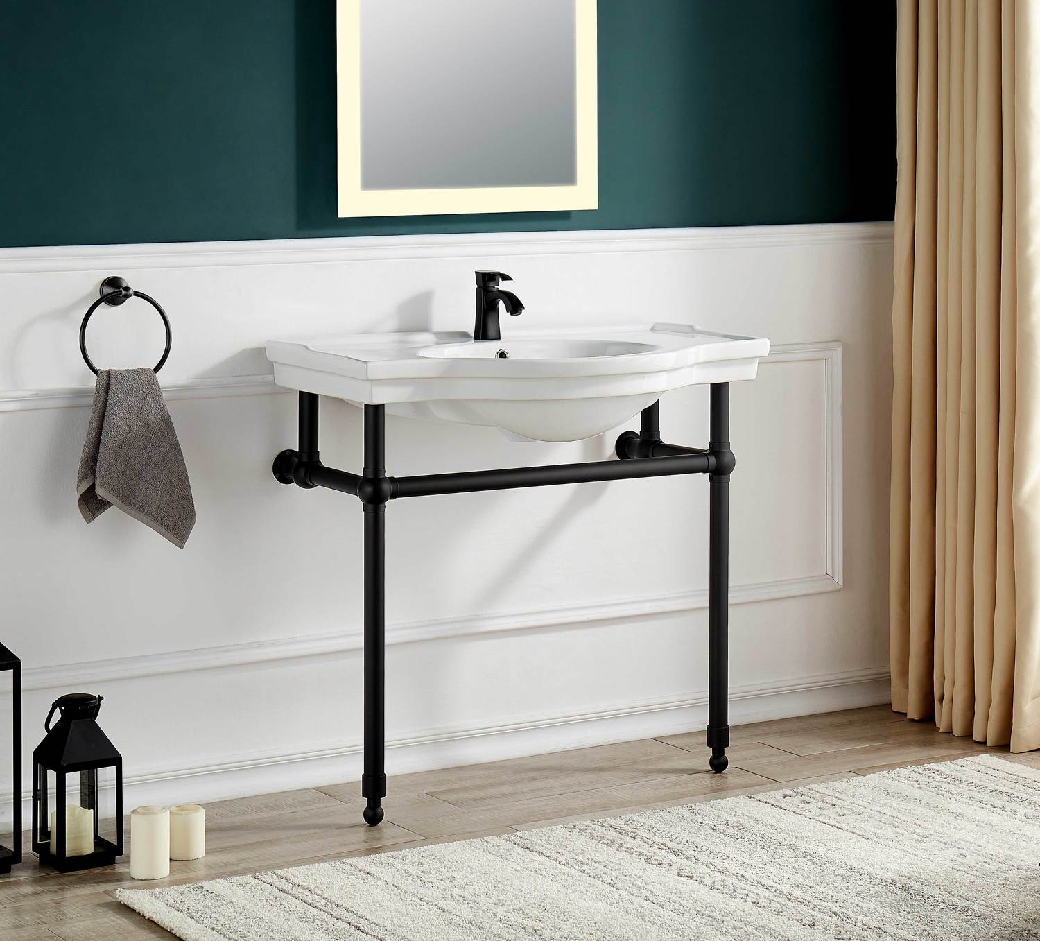 purchase bathroom vanity Anzzi BATHROOM - Console Sinks - Sink & Frame Matte Black
