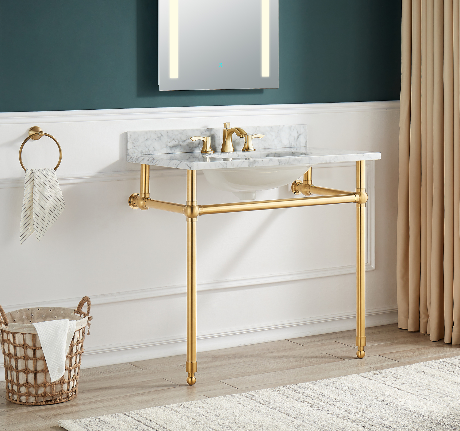 vanity top design Anzzi BATHROOM - Console Sinks - Sink & Frame Brushed Gold