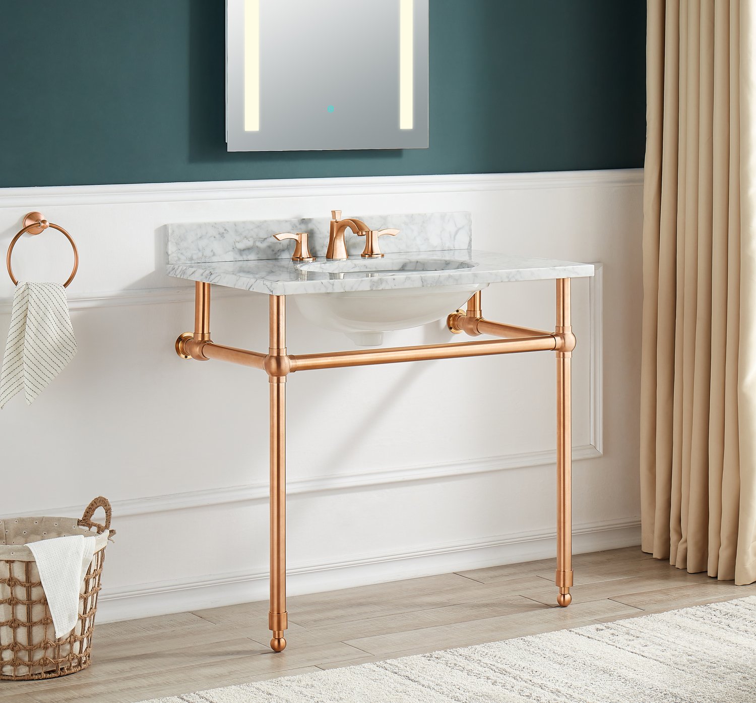 small vanity basin Anzzi BATHROOM - Console Sinks - Sink & Frame Rose Gold