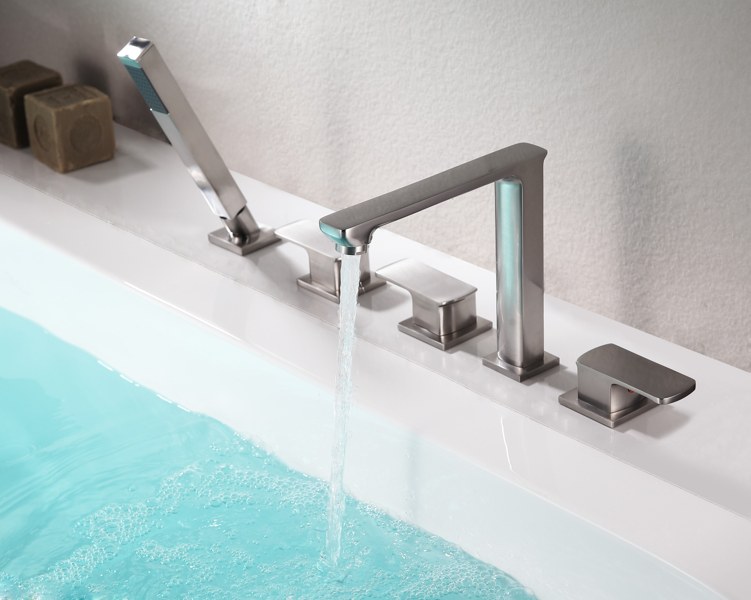 bathroom faucet knob Anzzi BATHROOM - Faucets - Bathtub Faucets - Deck Mounted Nickel