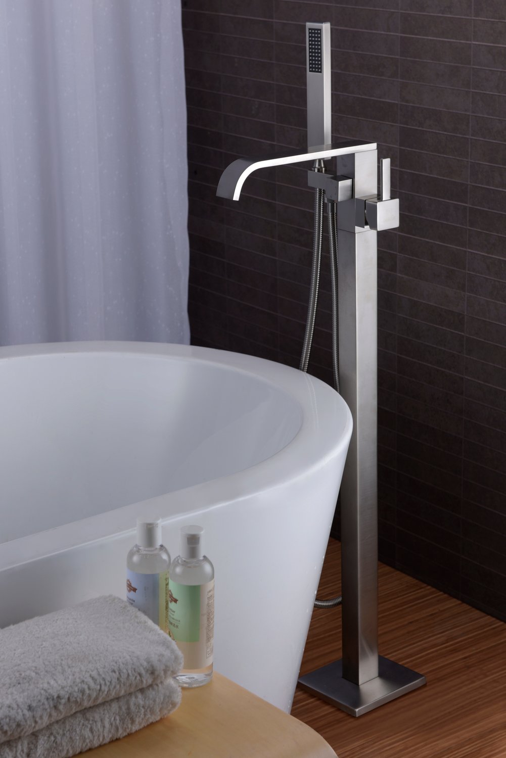 clawfoot tub shower combo Anzzi BATHROOM - Faucets - Bathtub Faucets - Freestanding Nickel