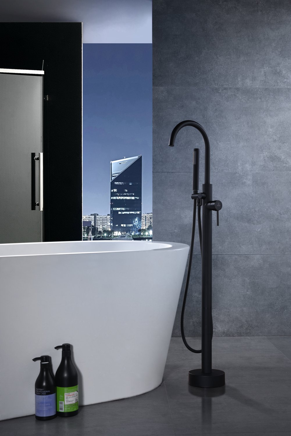 clawfoot bathtub shower combo Anzzi BATHROOM - Faucets - Bathtub Faucets - Freestanding Black