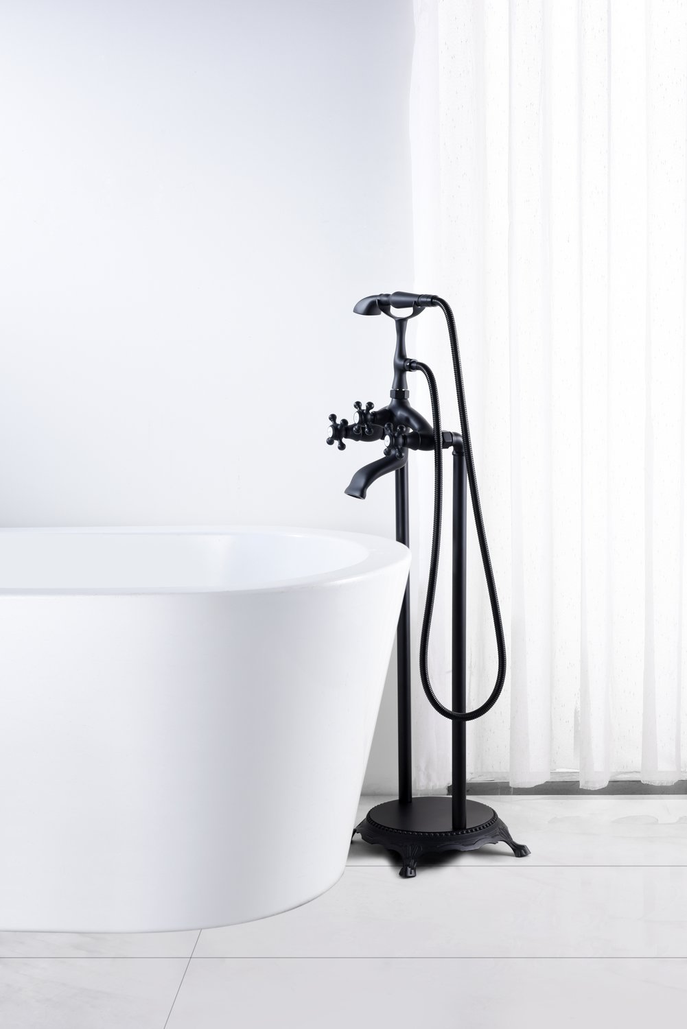 freestanding bath tap installation Anzzi BATHROOM - Faucets - Bathtub Faucets - Freestanding Black