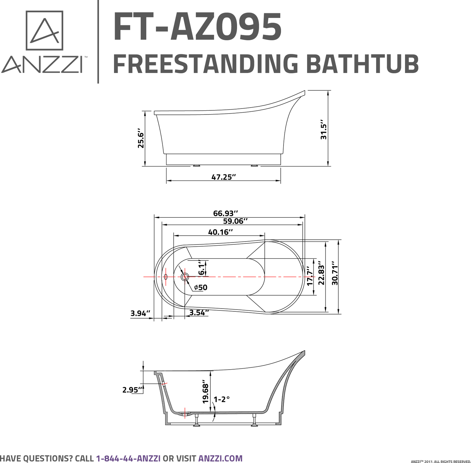bathtub fittings Anzzi BATHROOM - Bathtubs - Freestanding Bathtubs - One Piece - Acrylic Black