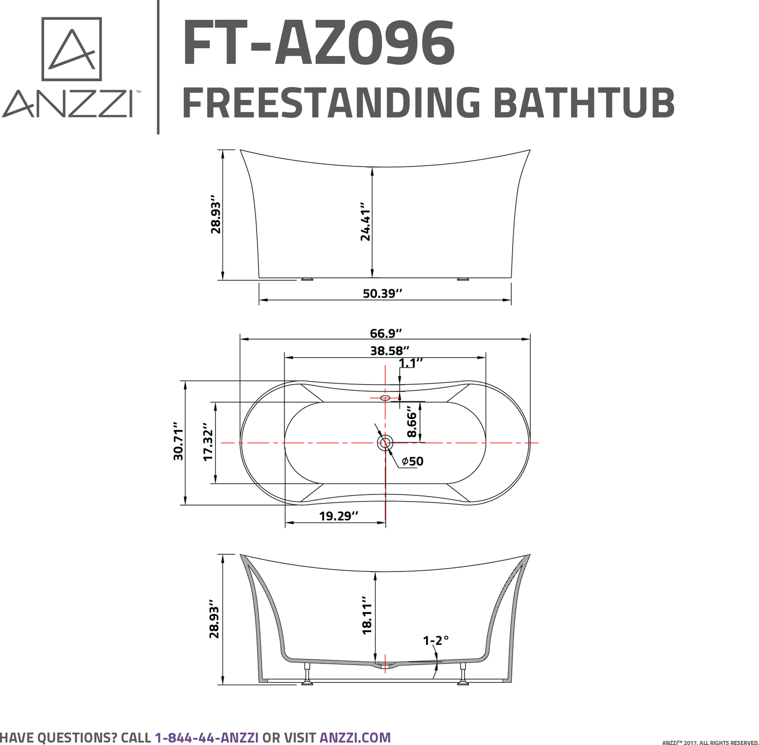 best bathtub plug Anzzi BATHROOM - Bathtubs - Freestanding Bathtubs - One Piece - Acrylic White