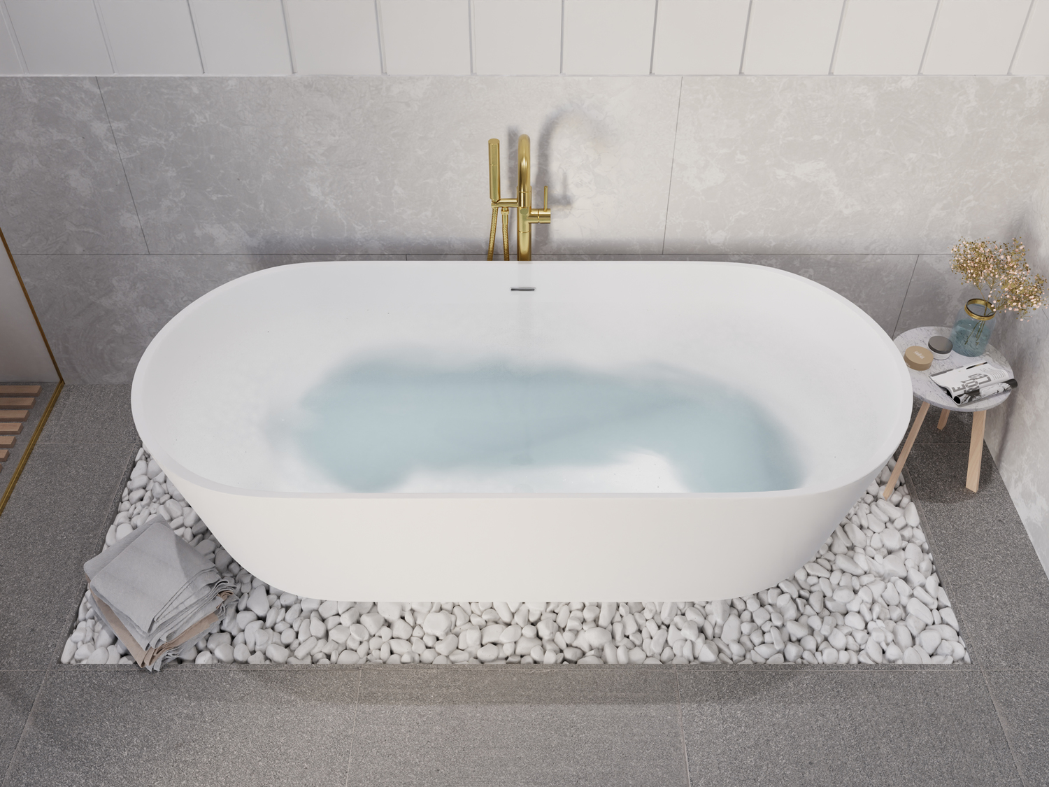 bathroom tub and tile ideas Anzzi BATHROOM - Bathtubs - Freestanding Bathtubs - One Piece - Man Made Stone White