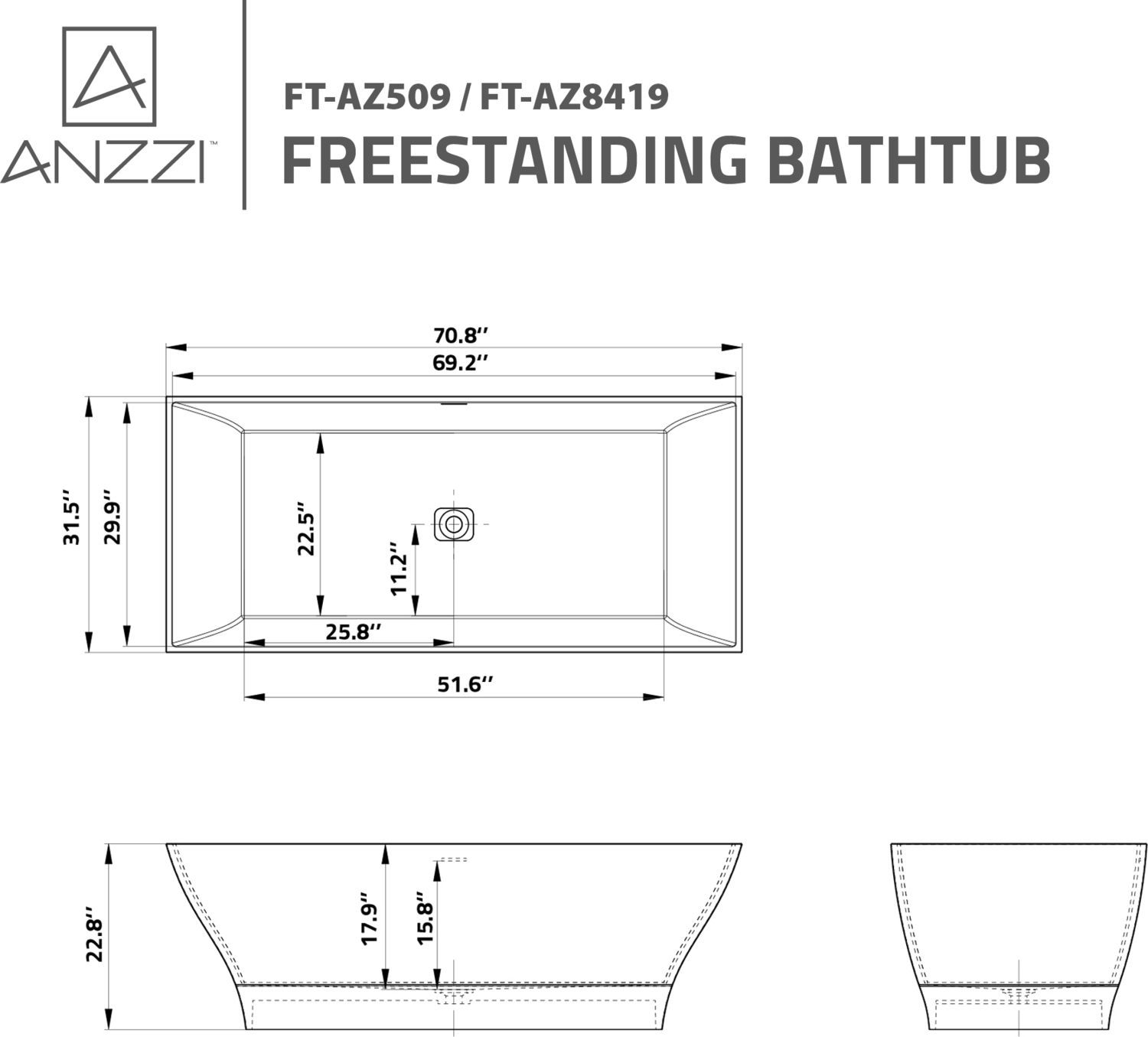 jetted tub for two Anzzi BATHROOM - Bathtubs - Freestanding Bathtubs - One Piece - Man Made Stone White