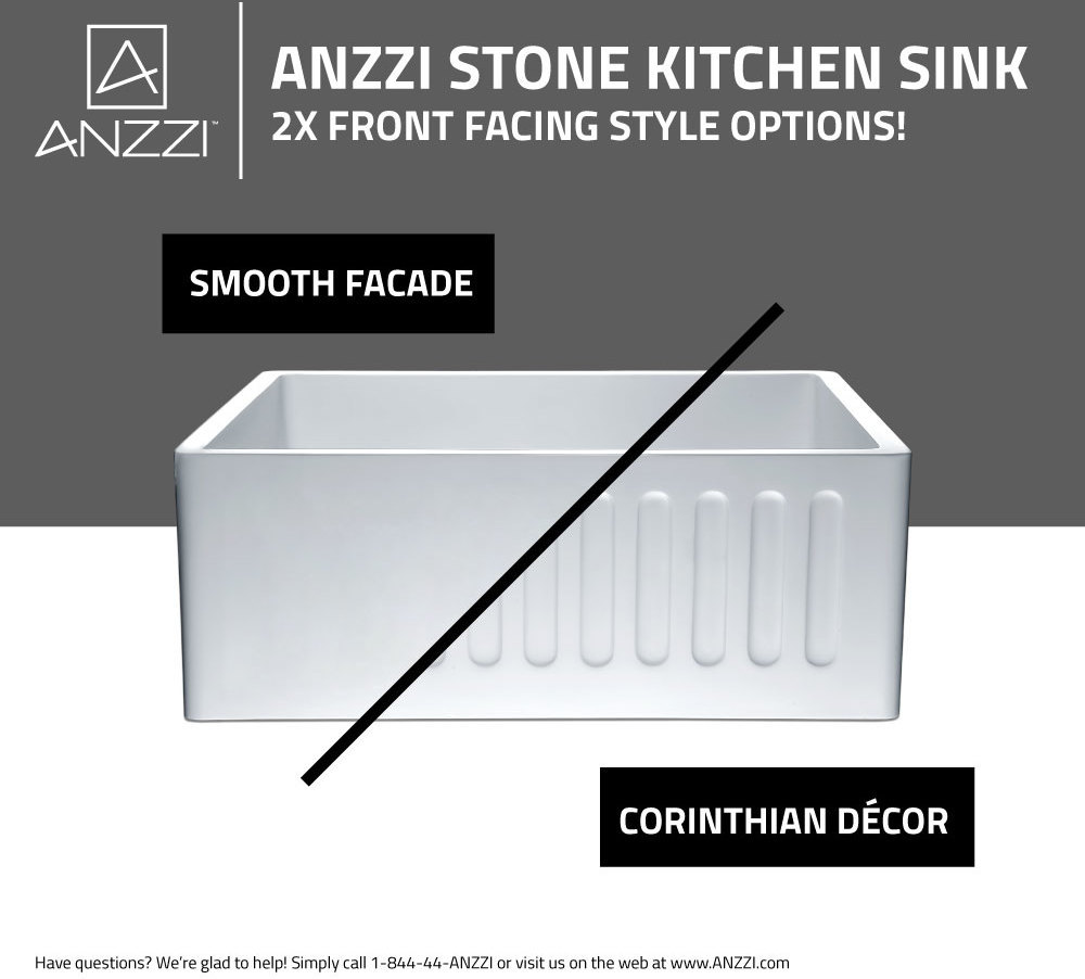farmhouse single bowl sink Anzzi KITCHEN - Kitchen Sinks - Farmhouse - Man Made Stone White