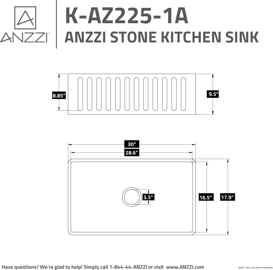 white undermount farmhouse sink Anzzi KITCHEN - Kitchen Sinks - Farmhouse - Man Made Stone White
