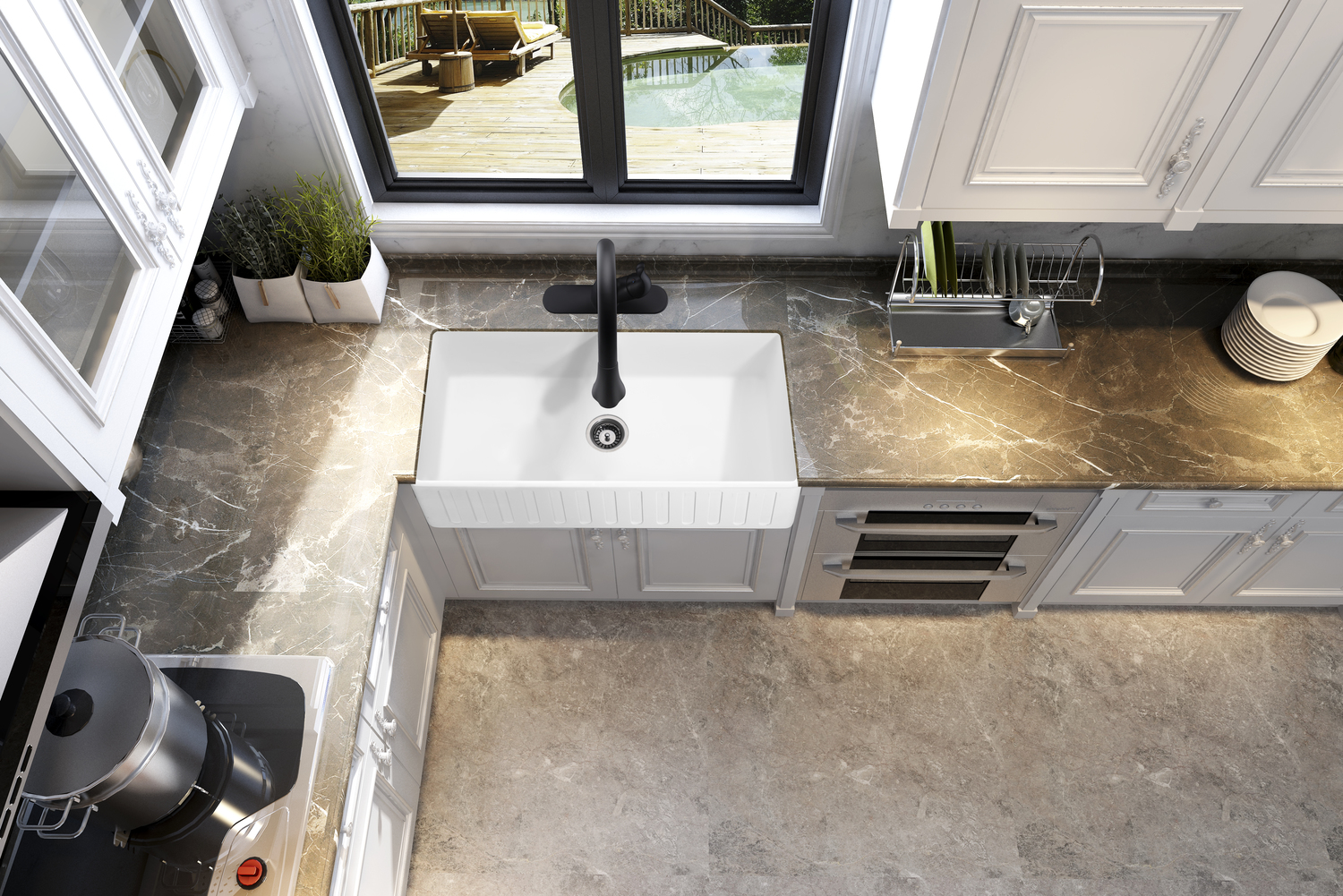 apron sink undermount Anzzi KITCHEN - Kitchen Sinks - Farmhouse - Man Made Stone White