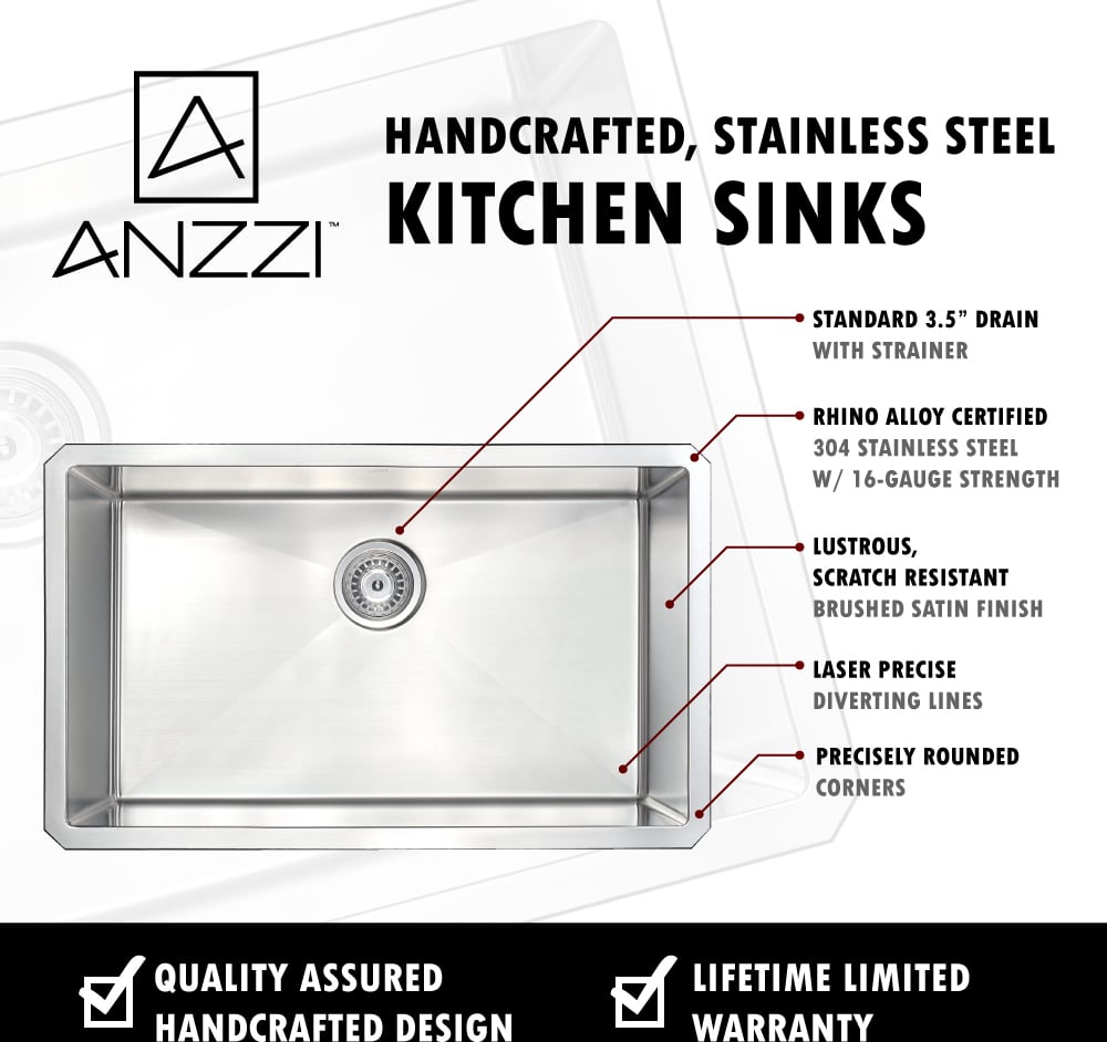 24 * 18 sink Anzzi KITCHEN - Kitchen Sinks - Undermount - Stainless Steel Steel